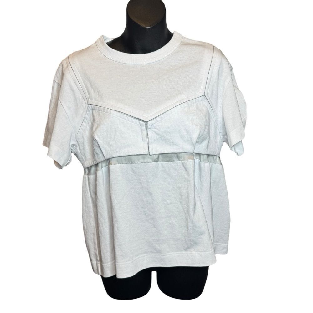 Sacai White Bustier Cutout Layered Top Size 3/Large New Artsy Statement Luxury